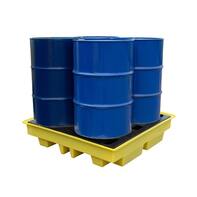 4-drum spill pallet designed for safe containment of hazardous liquids in industrial