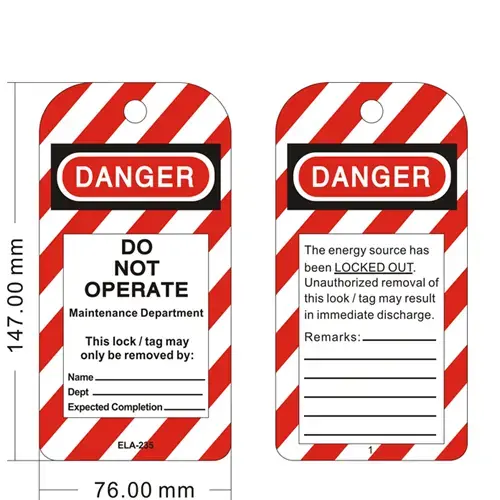 Set of safety lockout tags for industrial equipment